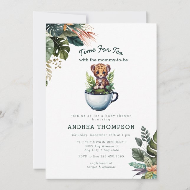  Tea with Mum | Baby Safari Animal Baby Shower  Invitation (Front)