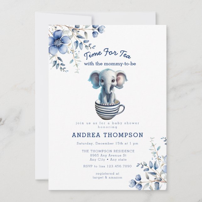  Tea with Mum | Baby Safari Animal Baby Shower  Invitation (Front)
