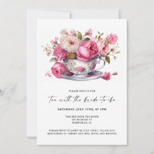Tea With The Bride-To-Be Bridal Shower Tea Party Invitation
