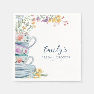 Tea with the Bride-to-be Wildflower Bridal Shower Napkin
