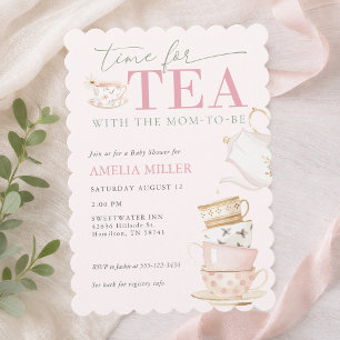 Tea with the Mom-to-be Girl Baby Shower Invitation