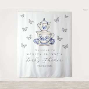 Tea with The Mum Baby Shower Photo Backdrop Sign Tapestry