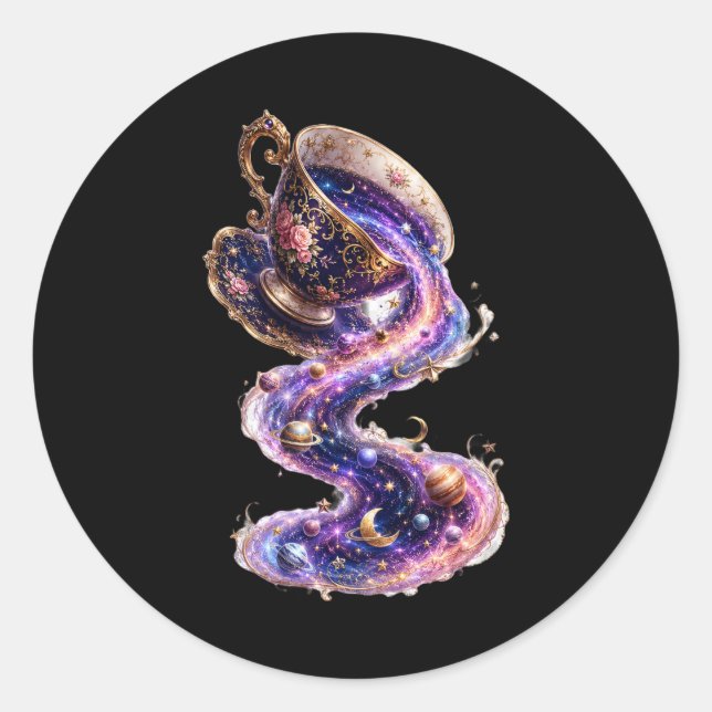 Tea with the Universe Classic Round Sticker (Front)