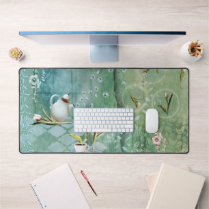 Tea With Tulips Fairytale Illustration Desk Mat