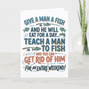 Teach A Man To Fish Card, Funny Card, Birthday Car Card