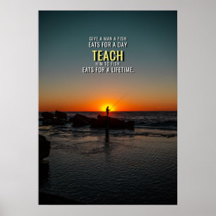 Teach a Man to Fish Motivational Quote Poster