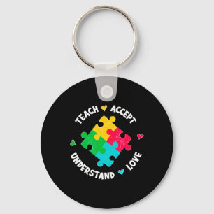 Teach Accept Understand Love Teacher Autism Awaren Key Ring