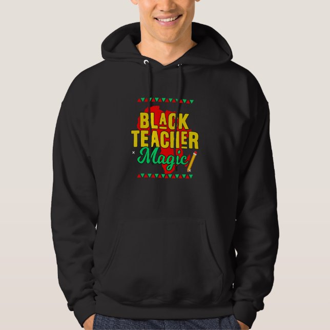 Teach Black History Month Kids Black Teacher Afric Hoodie (Front)