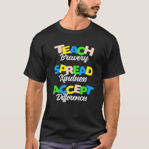 Teach Bravery Kindness Ed Teacher Wear Red Instead T-Shirt