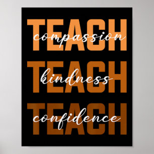 Teach Compion Kindness Black History Melanin Afro Poster