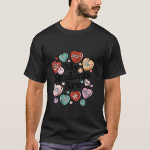 Teach Conversation Retro Hearts Candy Teacher Vale T-Shirt