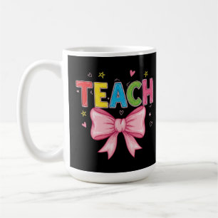 Teach Coquette Bow Crayon Teacher Kids Funny Coffee Mug