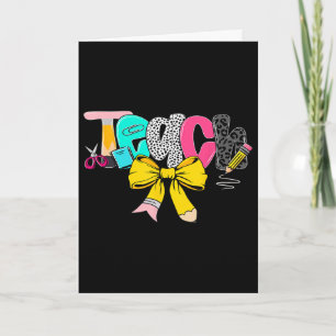 Teach Coquette Bow Teacher Ck To School Happy Firs Card