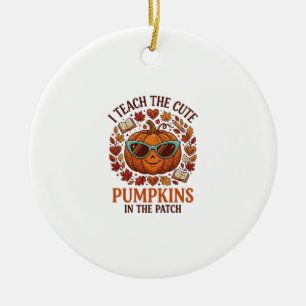 Teach Cute Pumpkins Patch Halloween Sunglasses_1 Ceramic Ornament