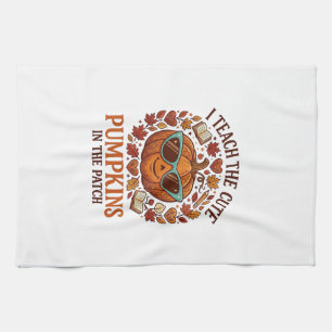 Teach Cute Pumpkins Patch Halloween Sunglasses_1 Tea Towel