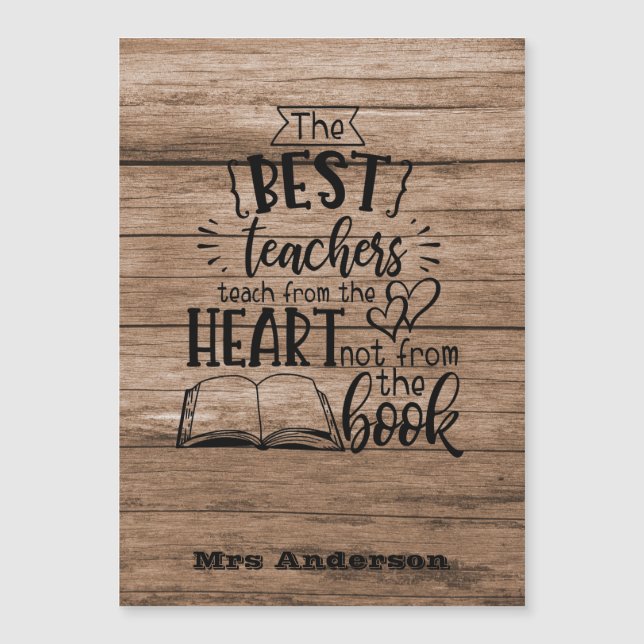 TEACH From HEART Not A BOOK TEACHERS Named Gift (Front)
