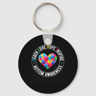 Teach Hope Love Inspire Autism Awareness Support H Key Ring