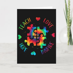 Teach Hope Love Inspire Autism Awareness Teacher T Card
