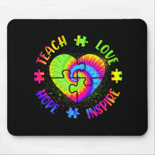 Teach Hope Love Inspire Autism Awareness Teacher T Mouse Pad