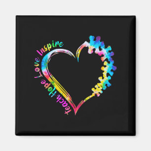Teach Hope Love Inspire Tie Dye Autism Awareness T Magnet