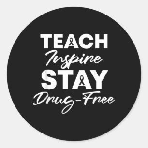 Teach Inspire Stay Drug-Free Red Ribbon Week Classic Round Sticker