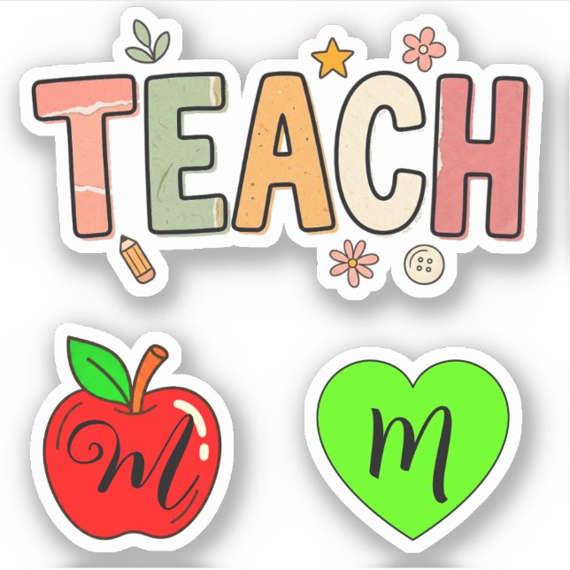 Teach Love Apple Design, Cute Teacher Appreciation (Front)