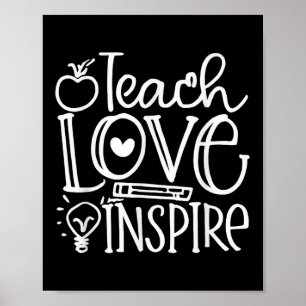 Teach Love Inse Retro Teacher Kids Back To School  Poster