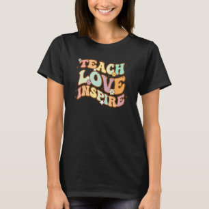 Teach Love Inspire 100 Day Of School Retro Groovy T-Shirt
