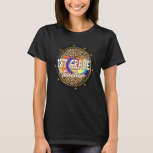 Teach Love Inspire 1st Grade Teacher Leopard Back  T-Shirt