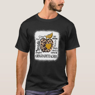 Teach Love Inspire 3rd Grade Teacher Leopard Back T-Shirt
