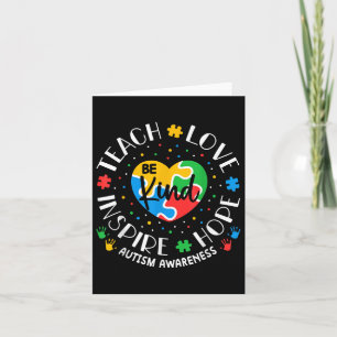 Teach Love Inspire Autism Awareness Teacher Card