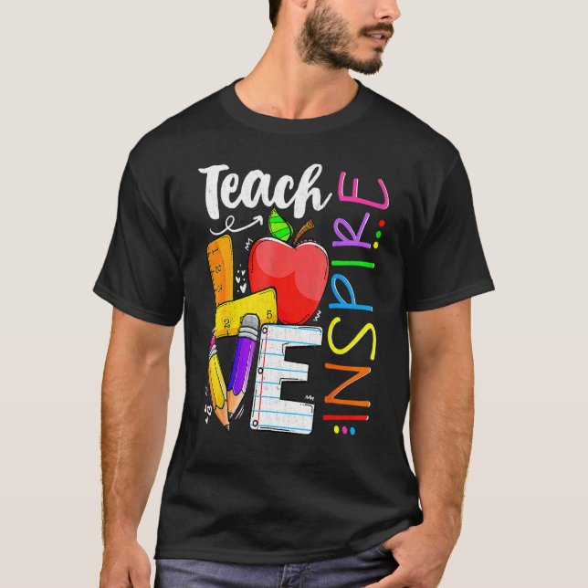 Teach Love Inspire  Back To School Prek Kinder Tea T-Shirt (Front)