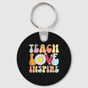 Teach Love Inspire Back To School Teacher Groovy R Key Ring