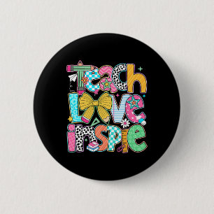 Teach Love Inspire Back To School Teacher Kids Boy 6 Cm Round Badge