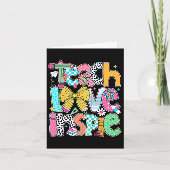 Teach Love Inspire Back To School Teacher Kids Boy Card (Front)