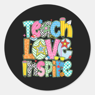 Teach Love Inspire Back To School Teacher Kids Boy Classic Round Sticker