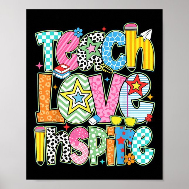 Teach Love Inspire Back To School Teacher Kids Boy Poster (Front)