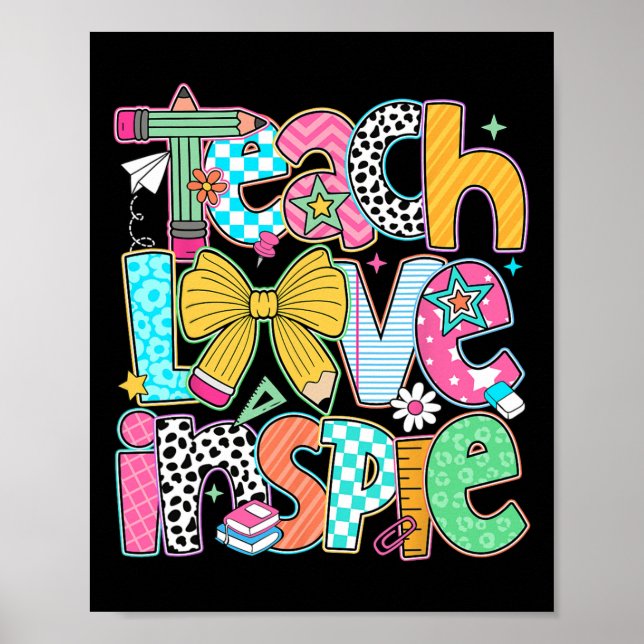 Teach Love Inspire Back To School Teacher Kids Boy Poster (Front)