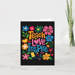 Teach Love Inspire Boho Floral Retro Back To Schoo Card