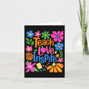 Teach Love Inspire Boho Floral Retro Back To Schoo Card