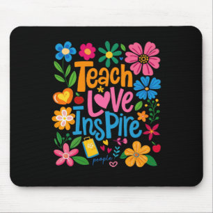 Teach Love Inspire Boho Floral Retro Back To Schoo Mouse Pad