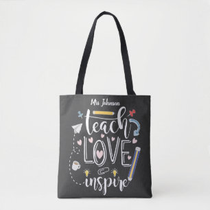teach love inspire favourite teacher fashion tote bag