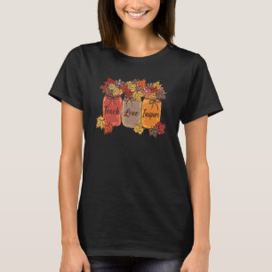 Teach Love Inspire Flowers Leaf Fall Thanksgiving T-Shirt