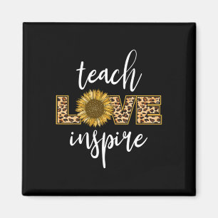 Teach Love Inspire Funny Leopard Sunflower Gifts F Magnet