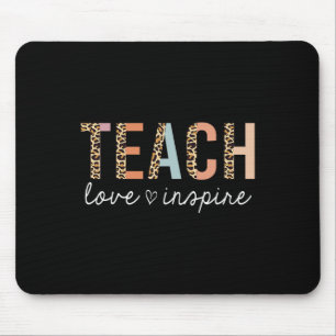 Teach Love Inspire Leopard Ck To School Cute Teach Mouse Pad