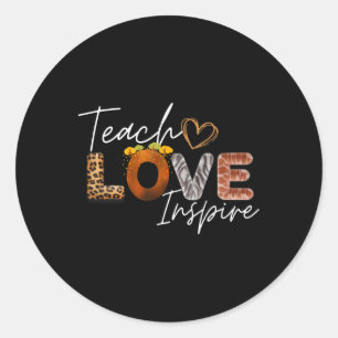 Teach Love Inspire Leopard Safari Back To School  Classic Round Sticker