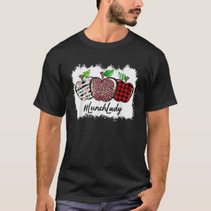 Teach Love Inspire Lunch Lady Apple Leopard Red Pl T-Shirt