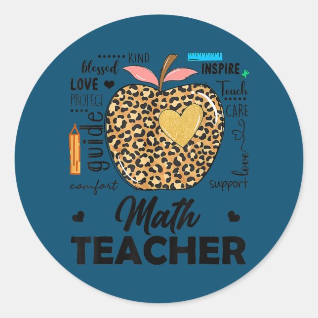Teach Love Inspire Math Teacher Welcome Back To Classic Round Sticker (Front)