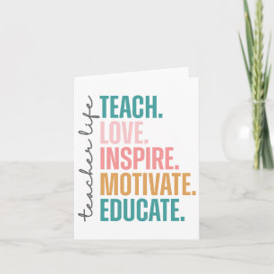 Teach Love Inspire Motivate Back To School Cute Te Card