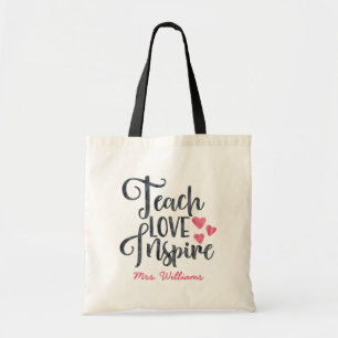 Teach Love Inspire Personalised Teacher Tote Bag